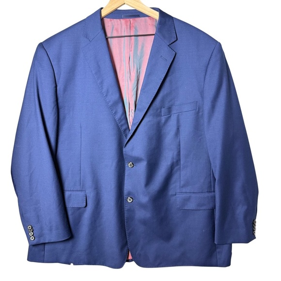 Renoir Mens Blue Two Button 100% Wool Soft Blazer Sport Coat Suit Jacket R50/44 - Picture 1 of 13